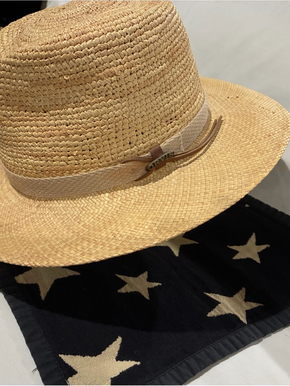 Orvis Natural Straw  Fedora with Linen Band